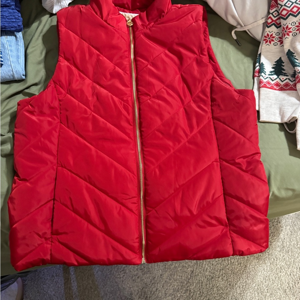 Michael Kors Red Quilted puffer vest